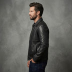 Men's Casual Black  Leather Jacket
