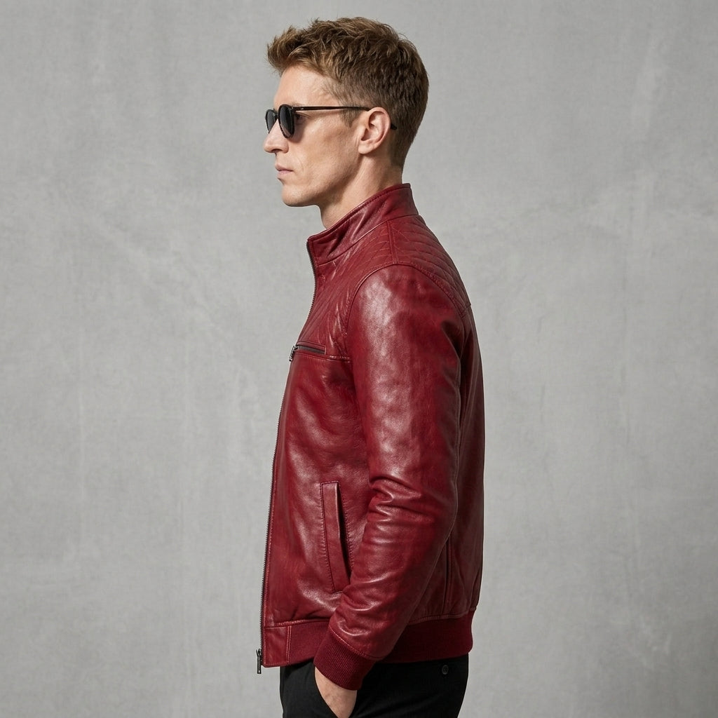 Men's Red Leather Jacket