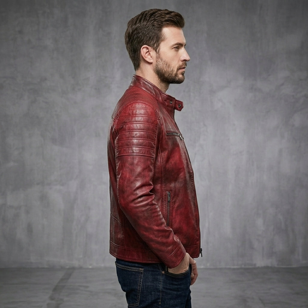 Men's Red Leather Jacket