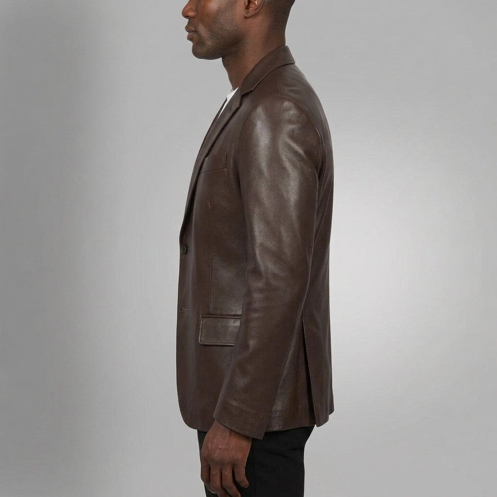 Men's Brown Leather Blazer