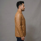 Men's Brown Leather Blazer