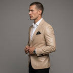 Men's Beige Leather Blazer