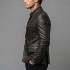 Men's Brown Leather Blazer