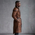 Men's Brown Leather Trench Coat