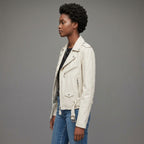 Buy Women's White Leather Motorcycle Jacket