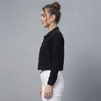 Buy Roman Black Classic Cotton Denim Jacket  for Women's
