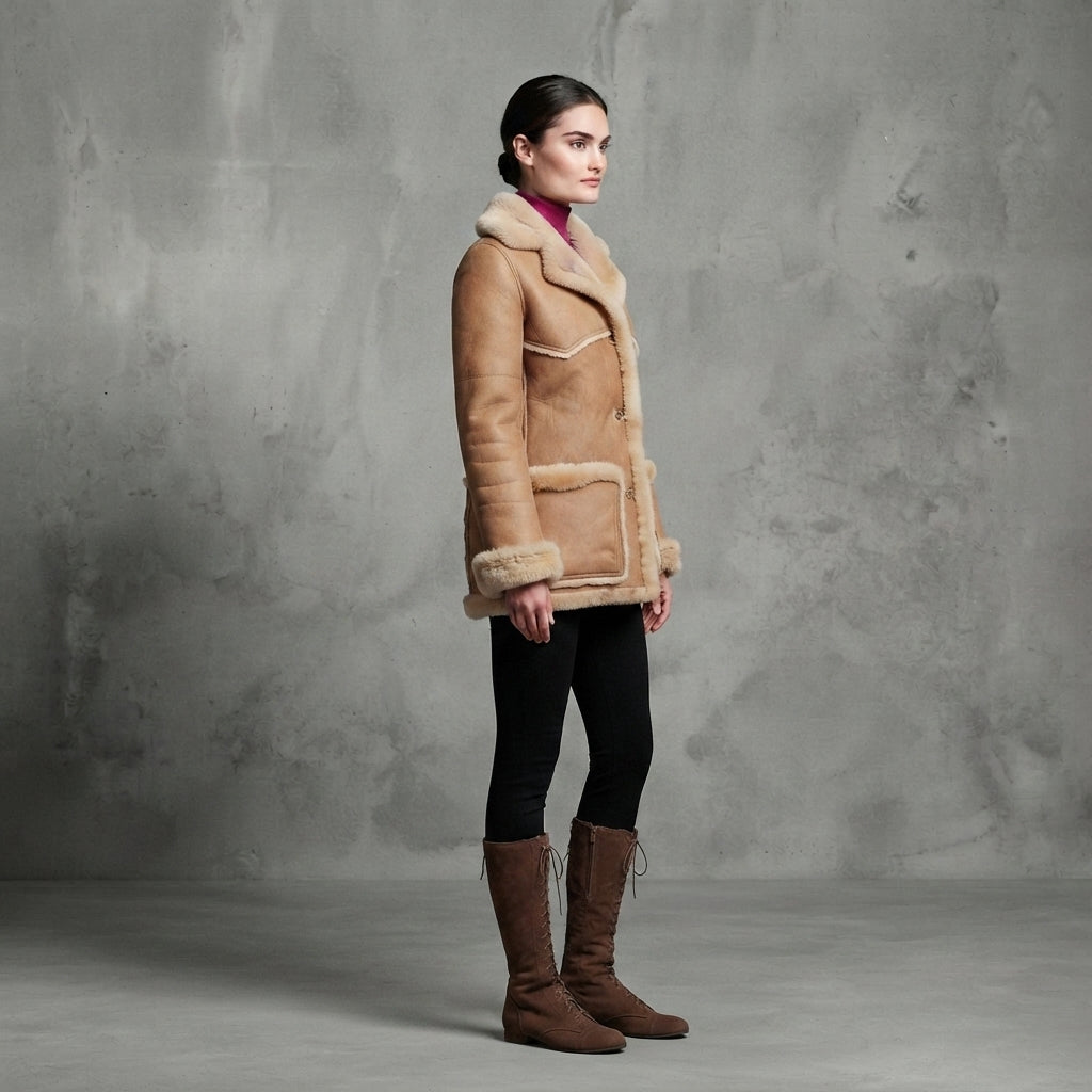 Women's Beige Shearling Jacket