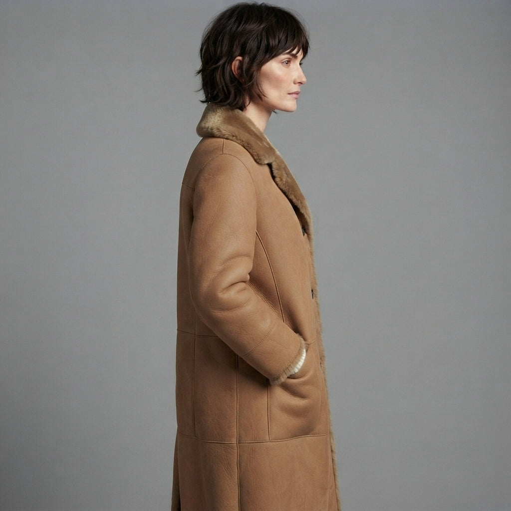 Women's Tan Shearling Jacket