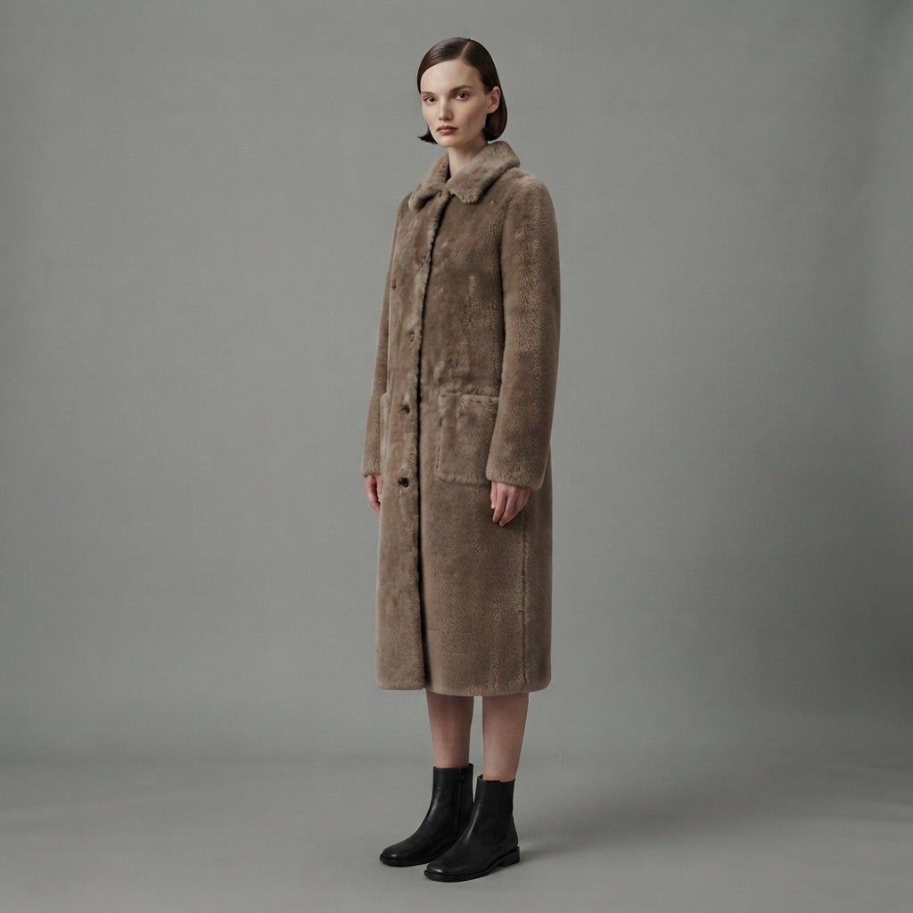 Women's Dark Grey  Shearling Jacket