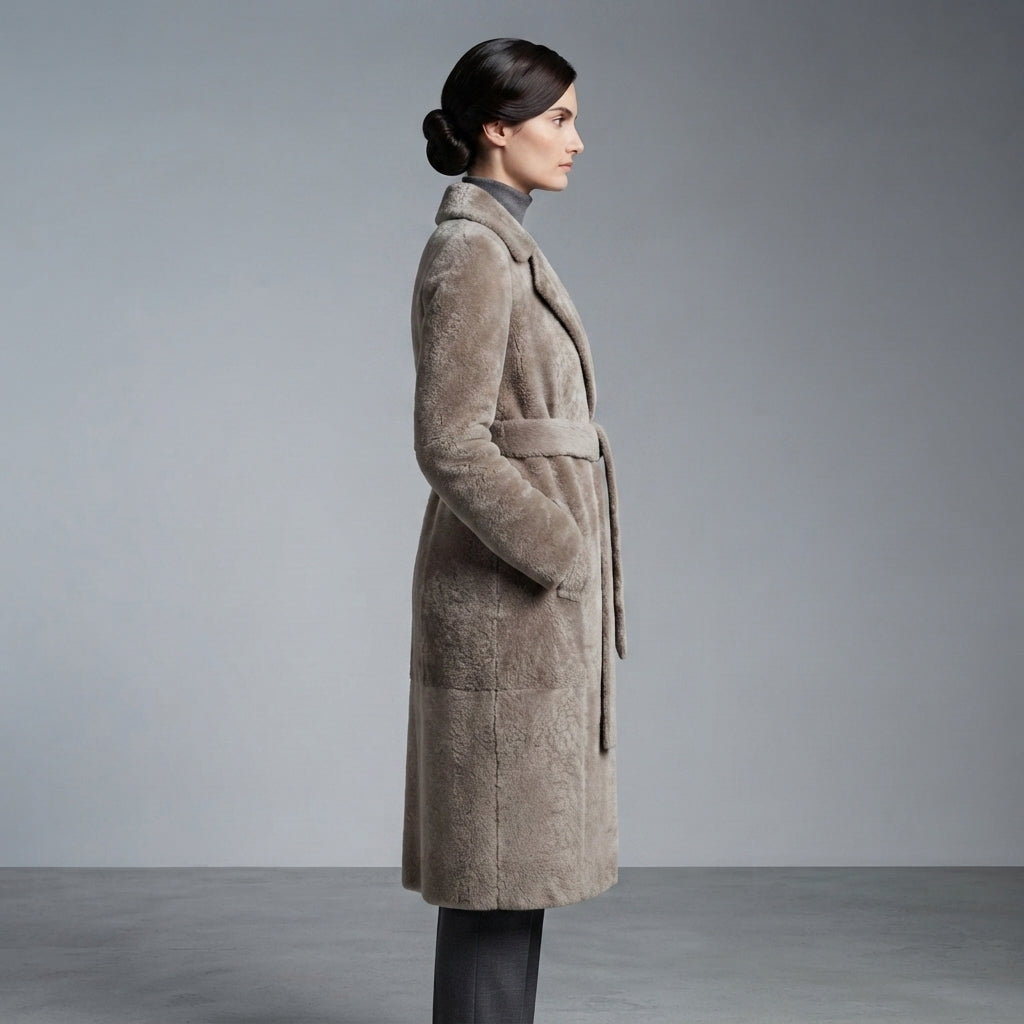 Women's Lite Grey Shearling Jacket