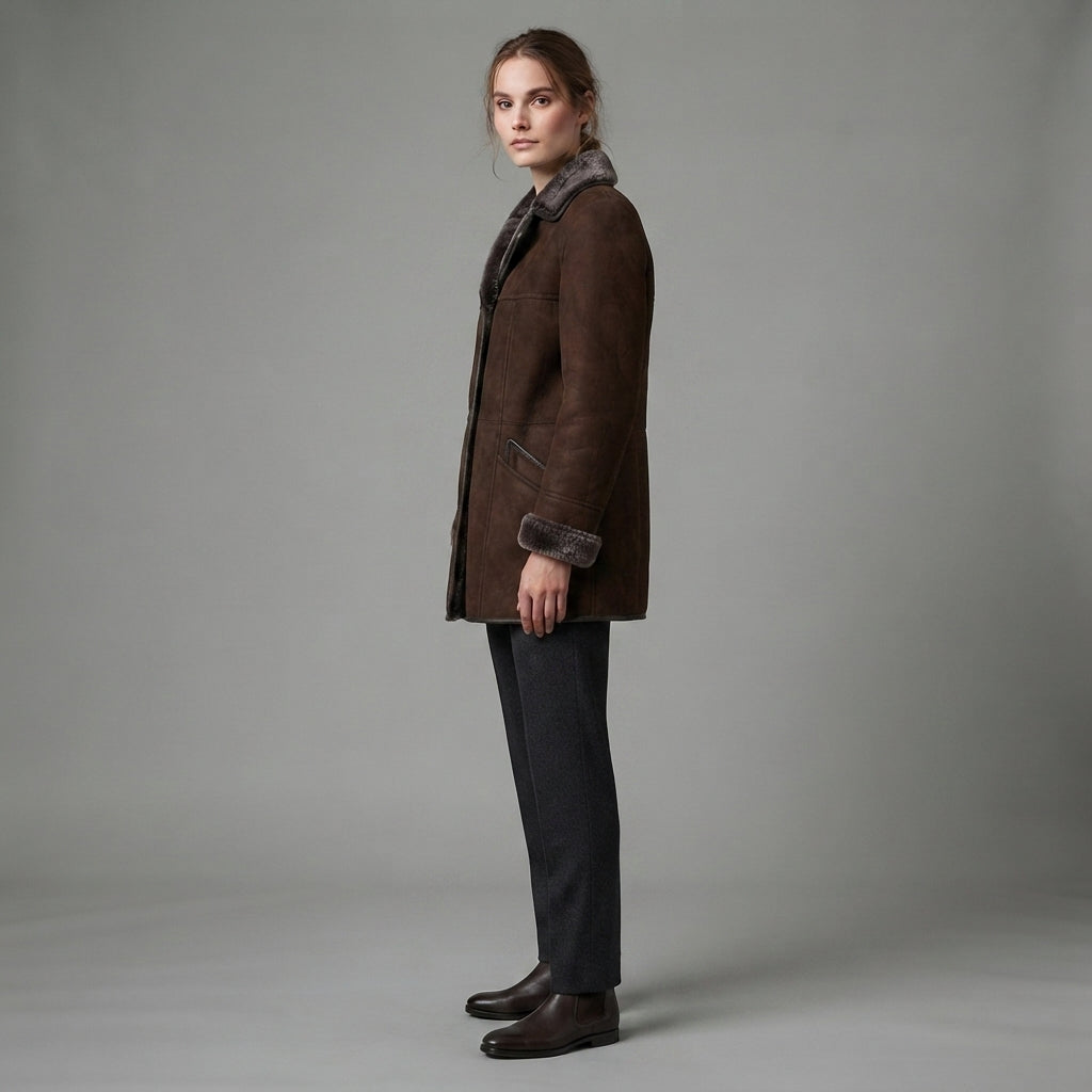 Buy Women's Dark Brown Sheepskin Coat