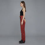 Women Black and RED  Leather Chaps