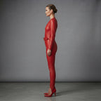 Women's Red Leather Jumpsuit
