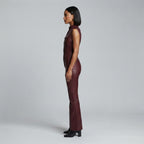 Women's Brown Leather Jumpsuit