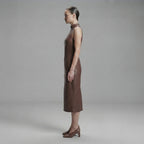 Buy Women's Brown  Sleeveless Leather Dress