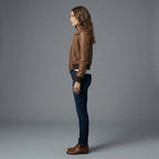 Women's Brown Leather Aviator Jacket