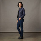 Women's Blue Leather Jacket
