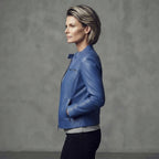 Women's Blue Leather Jacket
