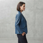 Women's Blue Leather Jacket