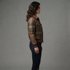 Women's  Brown distressed Leather Jacket