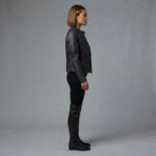 Women's  Black distressed Leather Jacket
