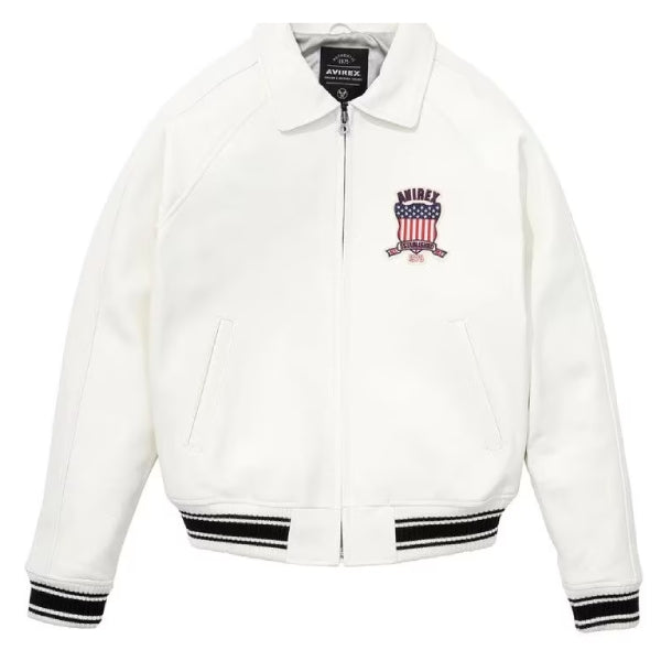 Snow White AVIREX Bomber Jacket Leather Outlet