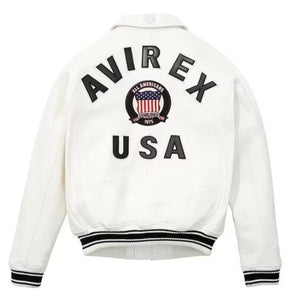 Snow White AVIREX Bomber Jacket Leather Outlet