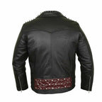 Studded Leather Jackets for Men With Red Lining