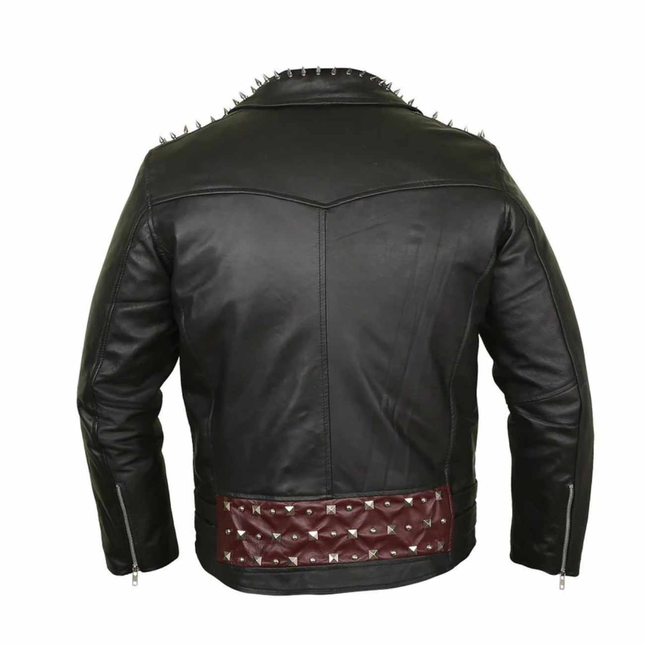 Studded Leather Jackets for Men With Red Lining