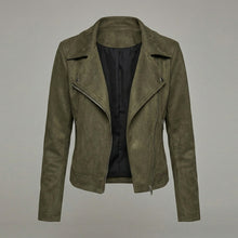 Load image into Gallery viewer, Women's Suede Zip-Up Moto Biker Jacket
