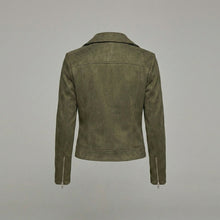 Load image into Gallery viewer, Women's Suede Zip-Up Moto Biker Jacket
