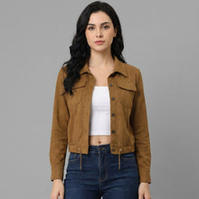 Load image into Gallery viewer, Women's Suede Trucker Jacket
