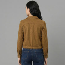 Load image into Gallery viewer, Women's Suede Trucker Jacket
