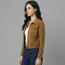 Load image into Gallery viewer, Women's Suede Trucker Jacket
