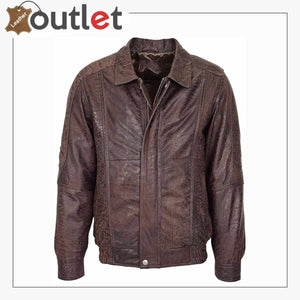 Mens Leather Bomber Jacket with Fur Collar