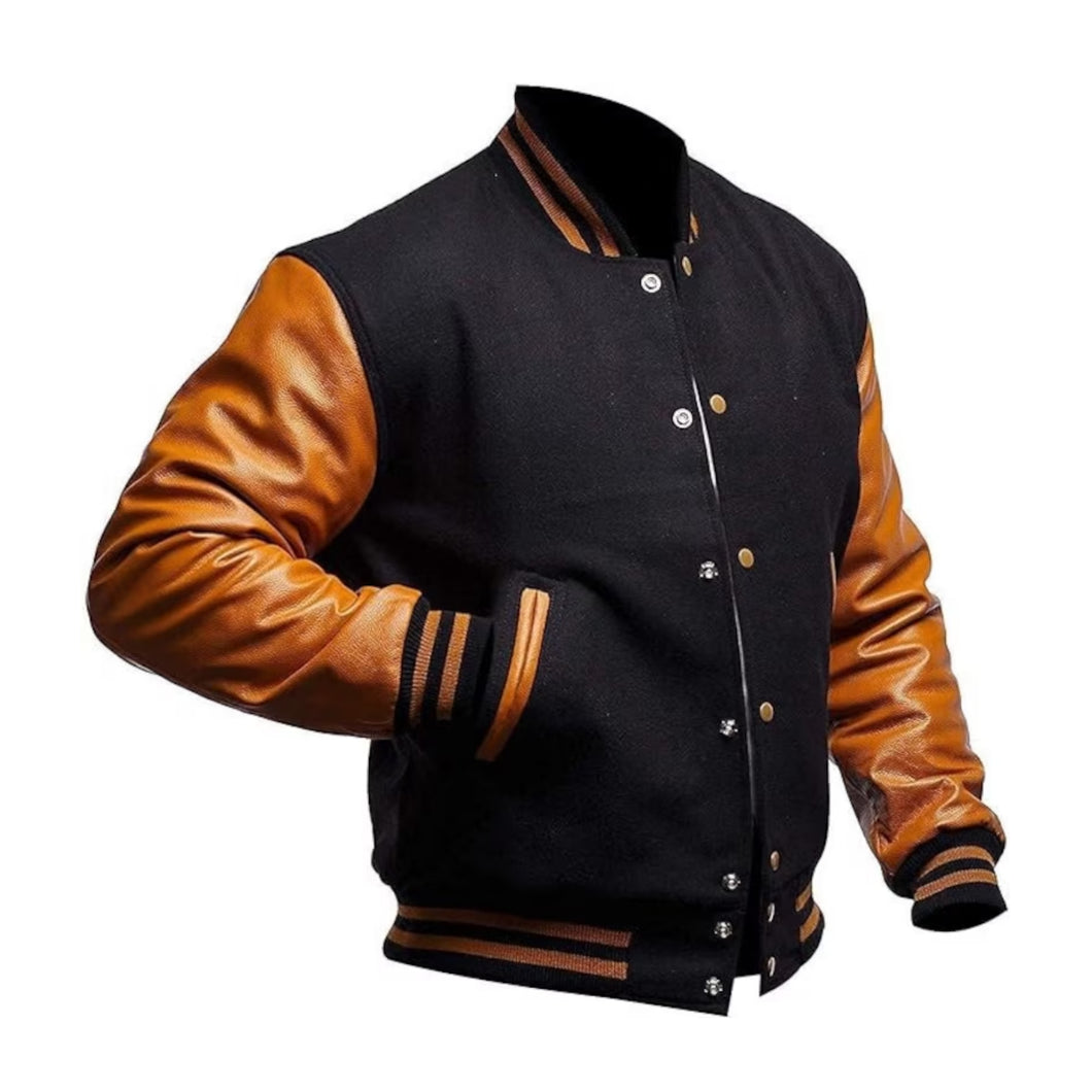 Varsity Jacket Men College Baseball handmade Leather Jacket Leather Outlet