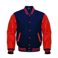 Varsity Jacket Navy Wool Body Genuine Red Leather jacket Leather Outlet