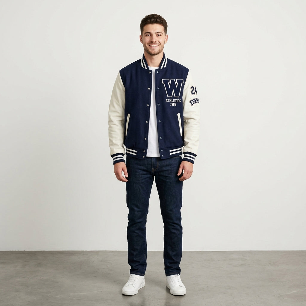 Men's Navy Blue Varsity Jacket
