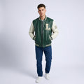 Men's Green & Cream Wool Leather Varsity Jacket
