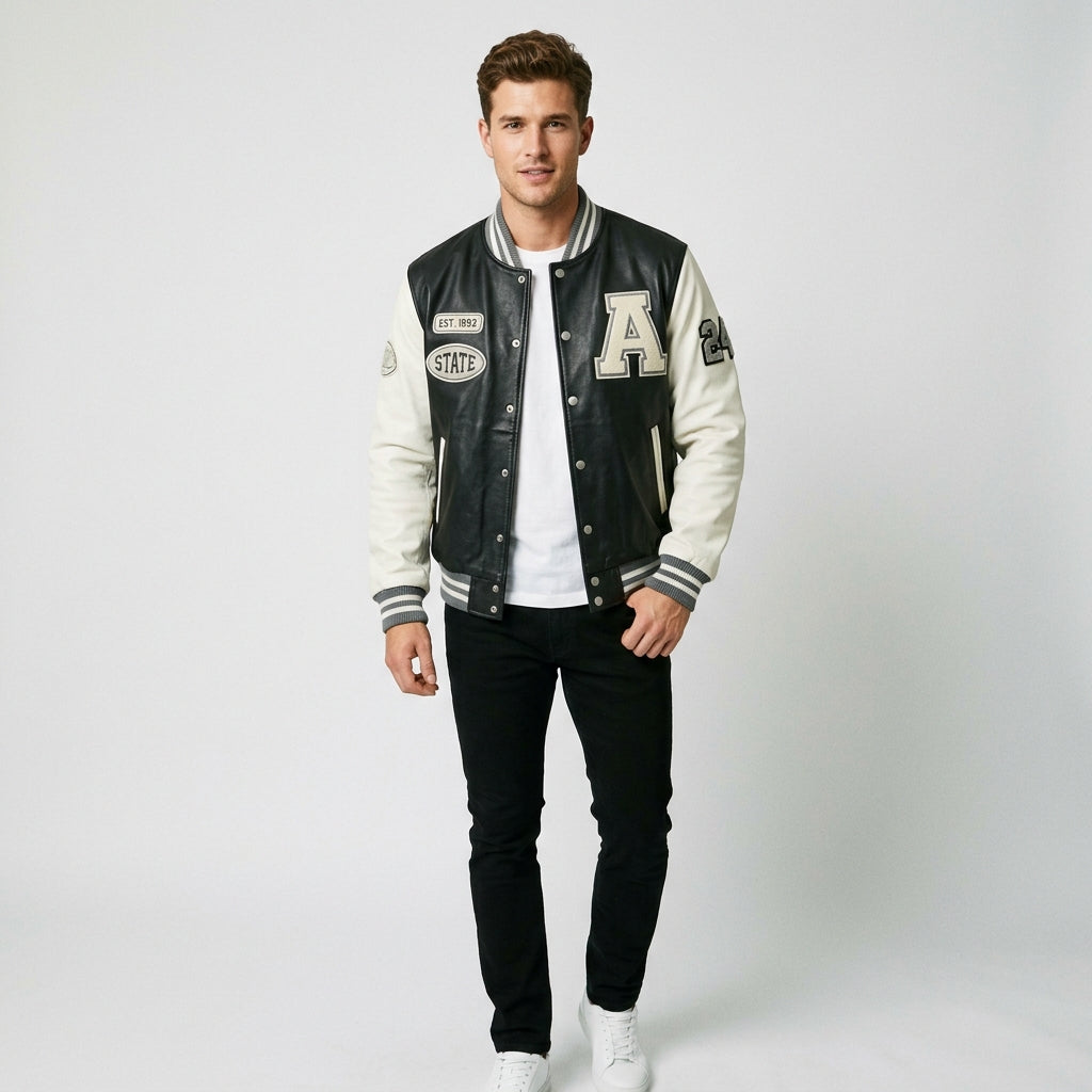 Urban Varsity Jacket With Baseball Collar