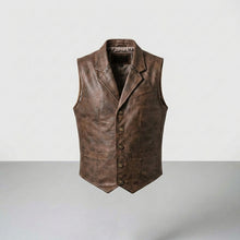 Laden Sie das Bild in den Galerie-Viewer, Men’s Motorcycle Leather Vest – Classic Biker Riding Vest
