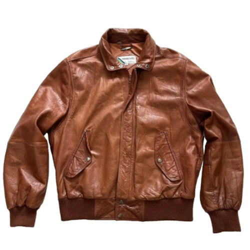 Vintage Mens Brown Leather Bomber Jacket Leather Outlet