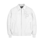 Weiße Pelle Pelle Bomberjacke