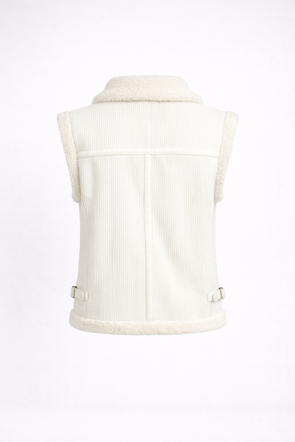 Women's White Teddy Shearling Vest