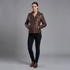 Women's  Brown distressed Leather Jacket