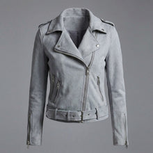 Load image into Gallery viewer, Women's Cropped Suede Moto Jacket
