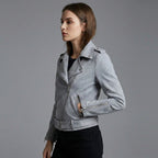 Women's Cropped Suede Moto Jacket