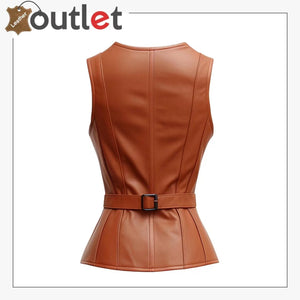 Women Brown Leather Vest