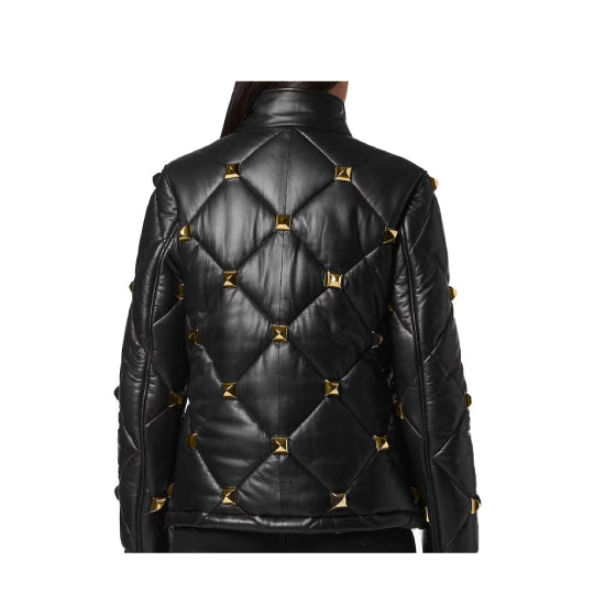 Women Luxury Black leather Bomber Jacket Leather Outlet