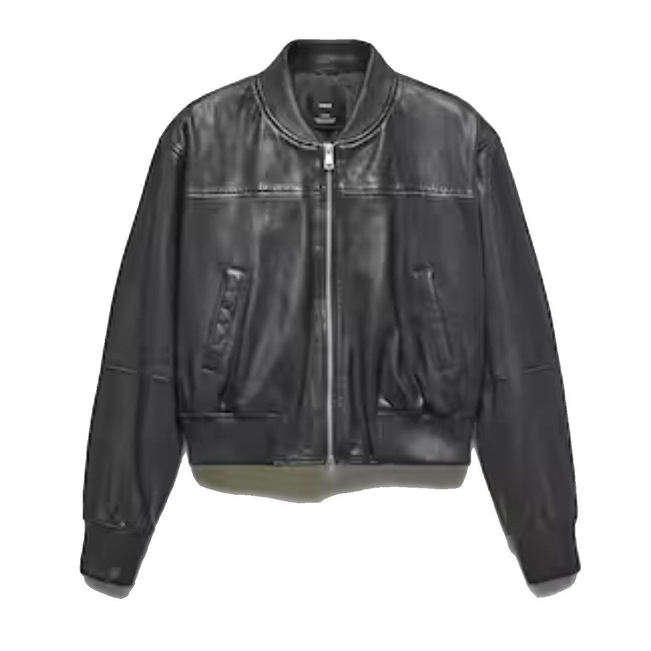 Damen Neue schwarze Leder Bomberjacke